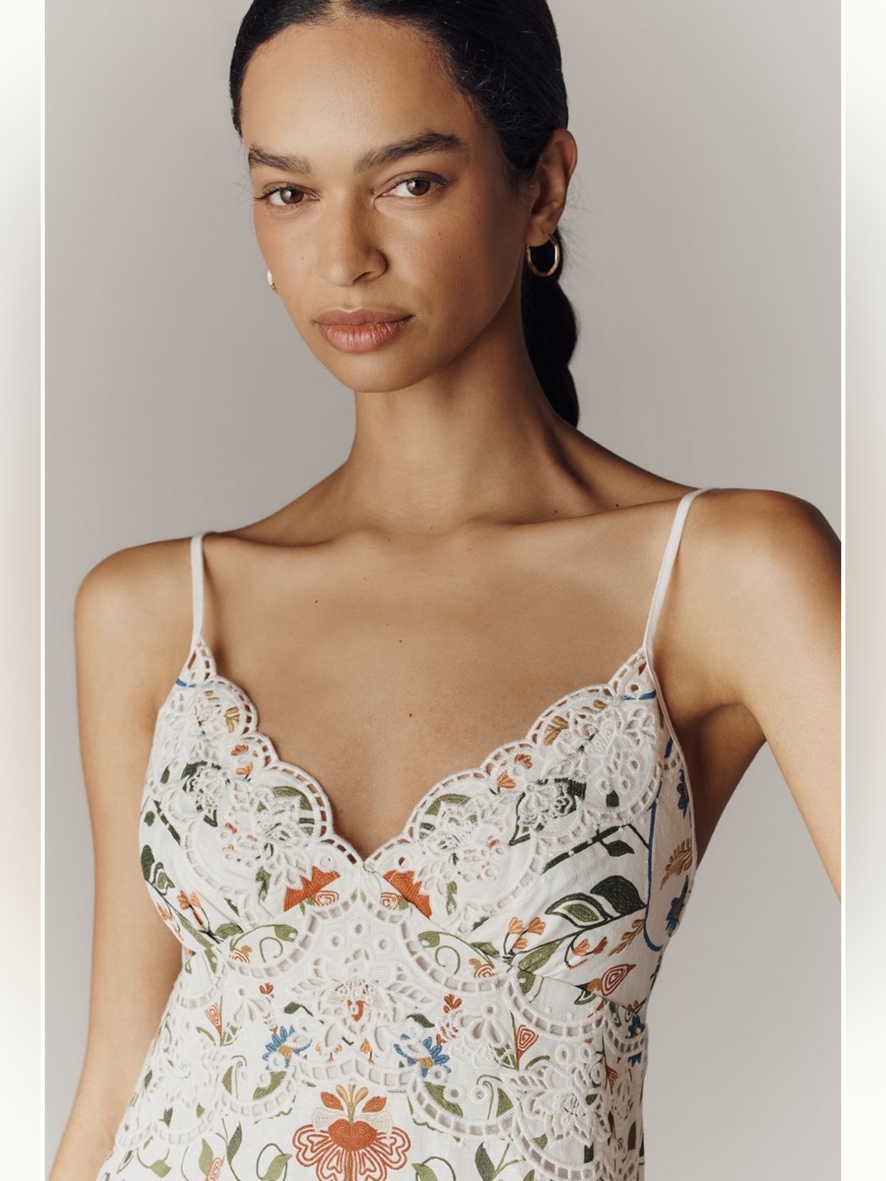 NWT Farm Rio Off-White Stitched Garden Midi Dress - Picture 2 of 8